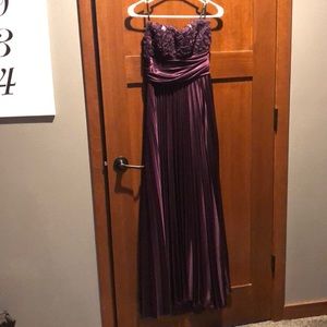 David’s bridal strapless plum party dress